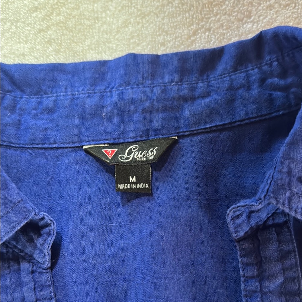 Blue Button-Up Women's Top - Picture 6 of 12